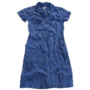 J.Crew Dress Women 2 Blue Short Sleeve Collared Button Front Pocket Mini Lyocell
